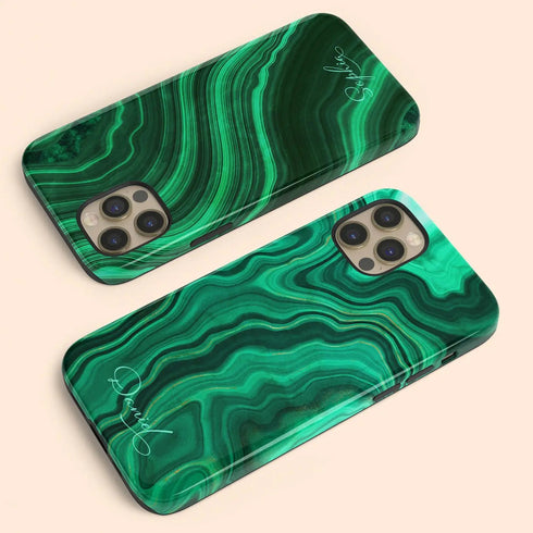 Malachite Marble Agate Custom Name iPhone Case